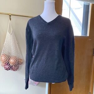 Goodthreads 100% Merino Wool Gray Sweater Large Heritage Academia Preppy Work